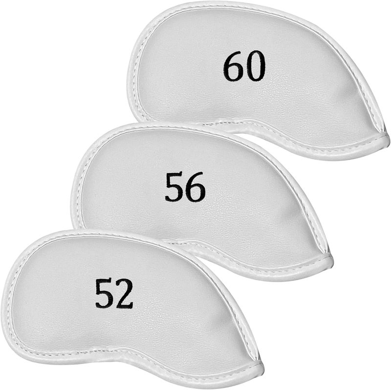 All Teed Up Premium Magnetic Leather Iron and Wedge Golf Club Head Covers | Set of 10 | Fits Most Clubs | Embroidered Club Label on Both Sides of Club Head Cover - Image 1