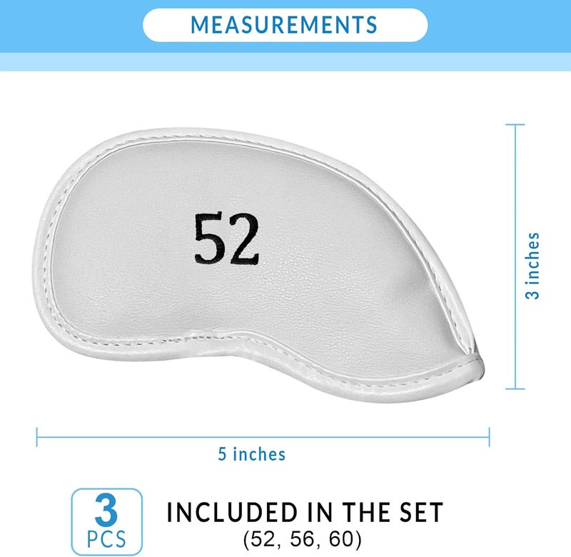 All Teed Up Premium Magnetic Leather Iron and Wedge Golf Club Head Covers | Set of 10 | Fits Most Clubs | Embroidered Club Label on Both Sides of Club Head Cover - Image 3