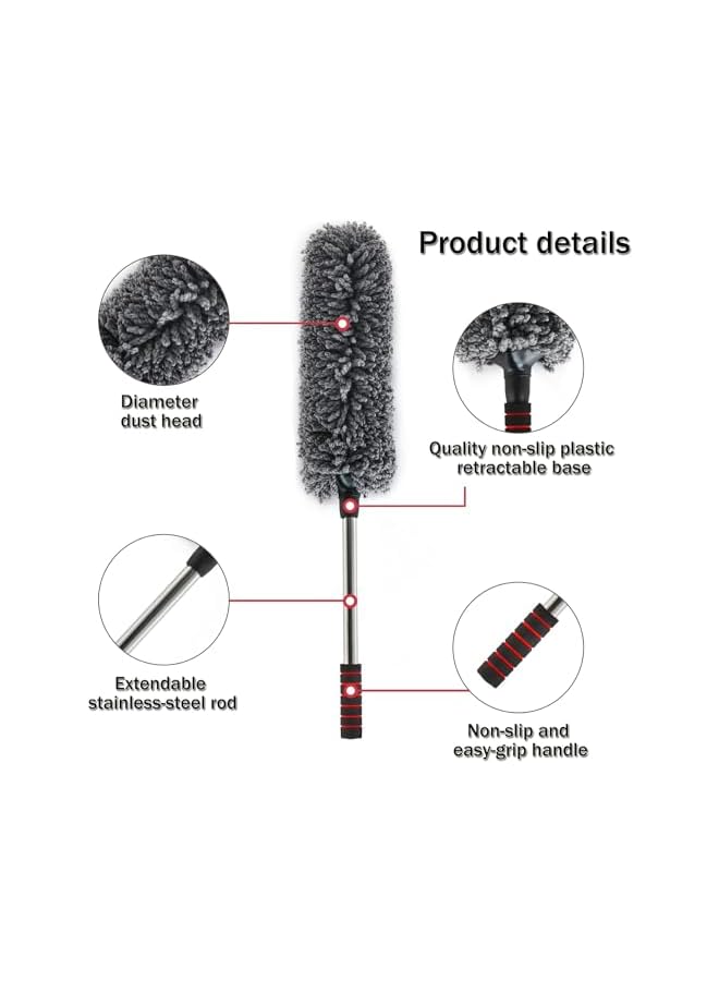 promass Microfiber Car Dashboard Duster – Retractable Dust Cleaning Brush with Long Extendable Handle for Car, Truck, SUV, RV and Motorcycle, Car Interior Exterior Accessories etc - Image 2