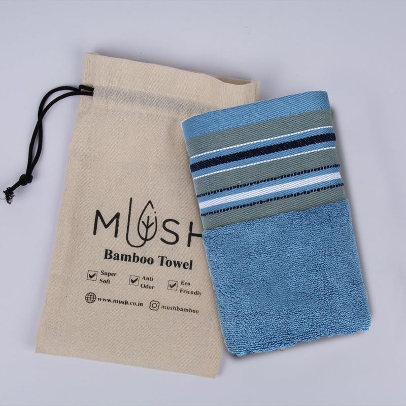 Mush Designer Bamboo Face Towel Ultra Soft Absorbent Quick Dry Towel For Bath Beach Pool Travel Spa And Yoga Emerald Blue Face Towel Set Of 3 250 TC - Image 4