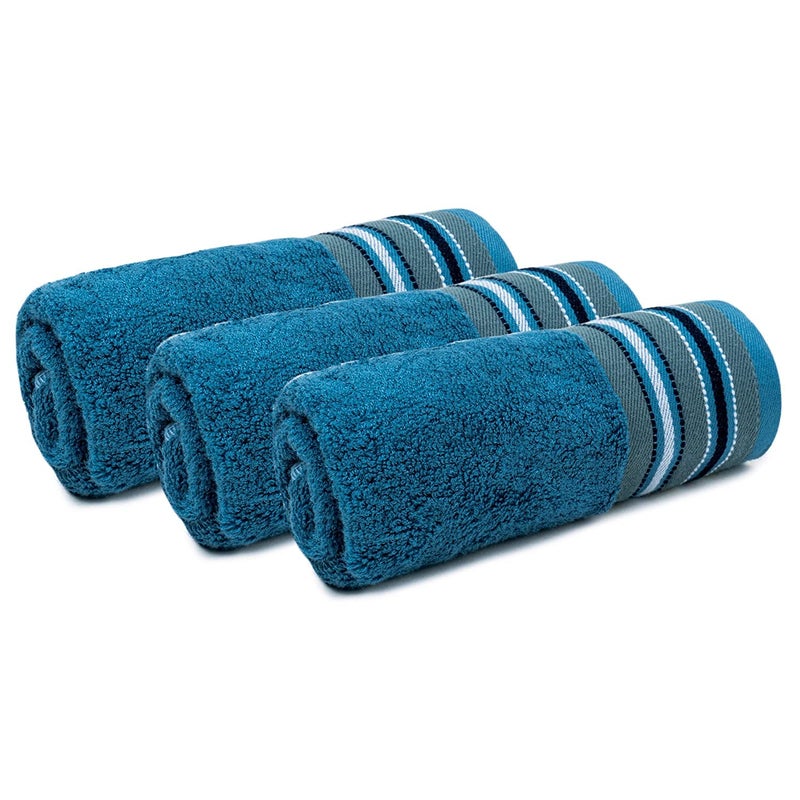 Mush Designer Bamboo Face Towel Ultra Soft Absorbent Quick Dry Towel For Bath Beach Pool Travel Spa And Yoga Emerald Blue Face Towel Set Of 3 250 TC - Image 1