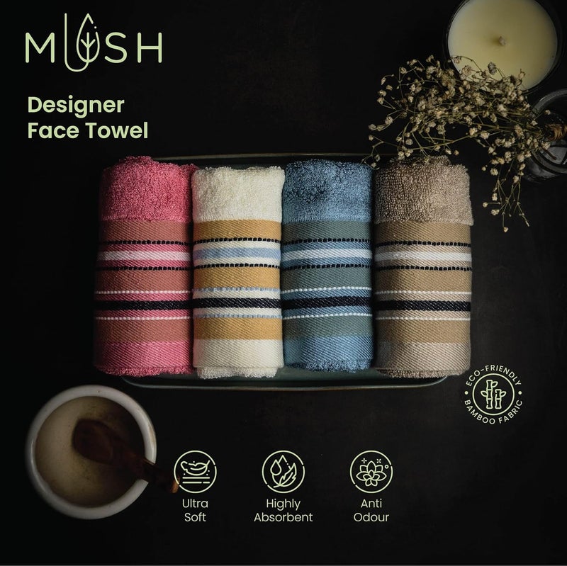 Mush Designer Bamboo Face Towel Ultra Soft Absorbent Quick Dry Towel For Bath Beach Pool Travel Spa And Yoga Emerald Blue Face Towel Set Of 3 250 TC - Image 5