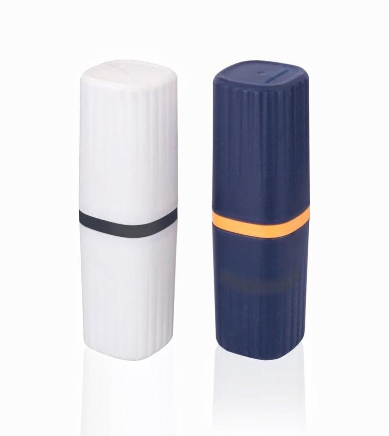 HAPPI Square Travel Toothbrush Holder, Portable Plastic Toothpaste Holder Box Cover with Lid,Travelling Toothbrush Storage Holder Bar for Bathroom Outdoor(Pack of 2- Blue/White) - Image 3
