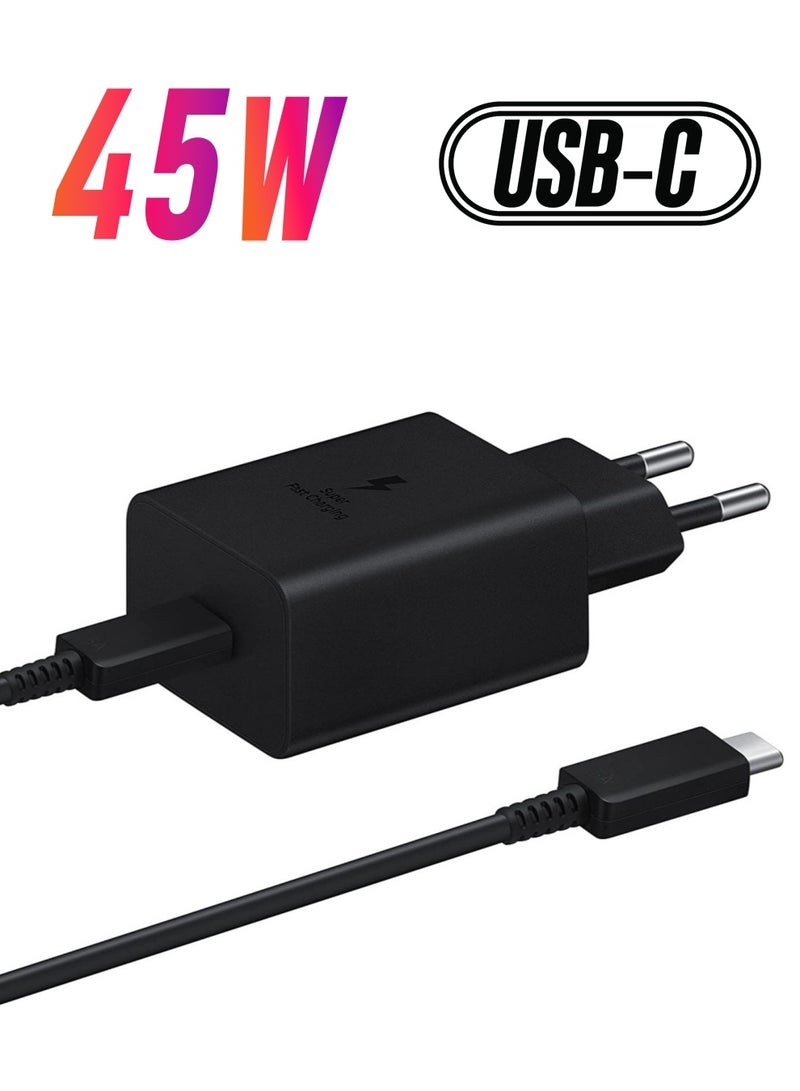 ELTRAZONE compatible Samsung 45W USB-C Super Fast Charging Wall Charger  45W - Black (US Version with Cable, Black - Image 1