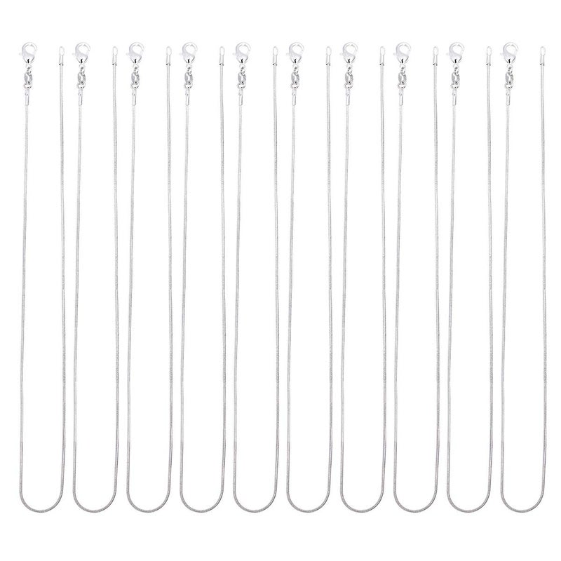 CrazyPiercing 10pcs 18 Inch Silver Plated with 925 Stamp 1.2mm DIY Snake Chain Charms Link Necklace With Lobster Clasps for Jewelry Making (18) - Image 3