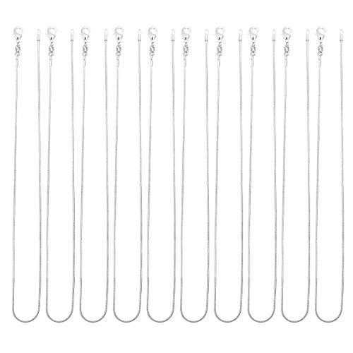 CrazyPiercing 10pcs 18 Inch Silver Plated with 925 Stamp 1.2mm DIY Snake Chain Charms Link Necklace With Lobster Clasps for Jewelry Making (18) - Image 1