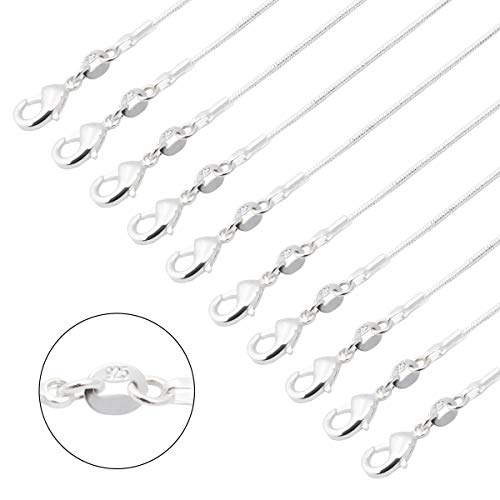 CrazyPiercing 10pcs 18 Inch Silver Plated with 925 Stamp 1.2mm DIY Snake Chain Charms Link Necklace With Lobster Clasps for Jewelry Making (18) - Image 2