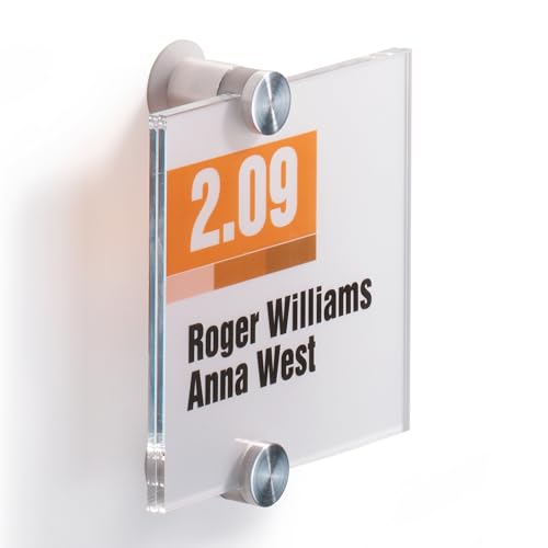 Durable Crystal Information Sign 4.125" x 4.125" Inches - Door & Wall Sign - Includes Fittings - Perfect for Offices, Hotels, Public Buildings, etc. - Image 1