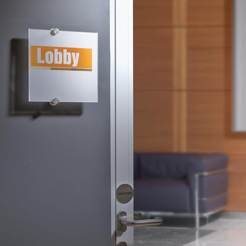 Durable Crystal Information Sign 4.125" x 4.125" Inches - Door & Wall Sign - Includes Fittings - Perfect for Offices, Hotels, Public Buildings, etc. - Image 2