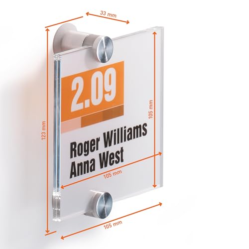 Durable Crystal Information Sign 4.125" x 4.125" Inches - Door & Wall Sign - Includes Fittings - Perfect for Offices, Hotels, Public Buildings, etc. - Image 5