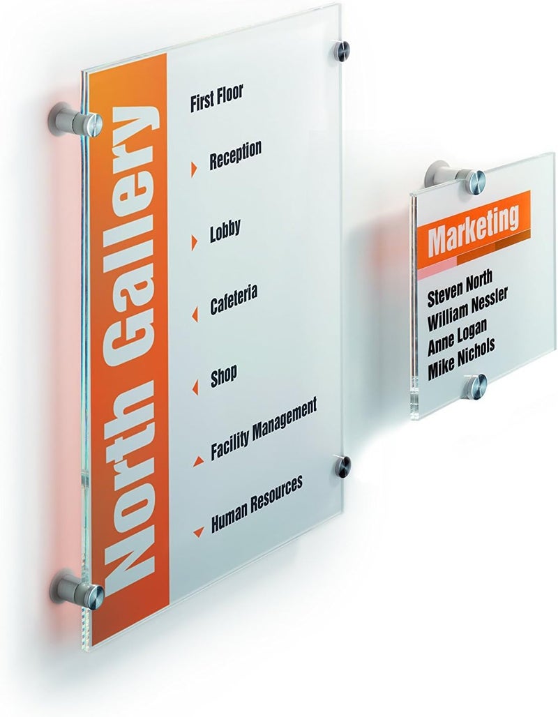 Durable Crystal Information Sign 4.125" x 4.125" Inches - Door & Wall Sign - Includes Fittings - Perfect for Offices, Hotels, Public Buildings, etc. - Image 3
