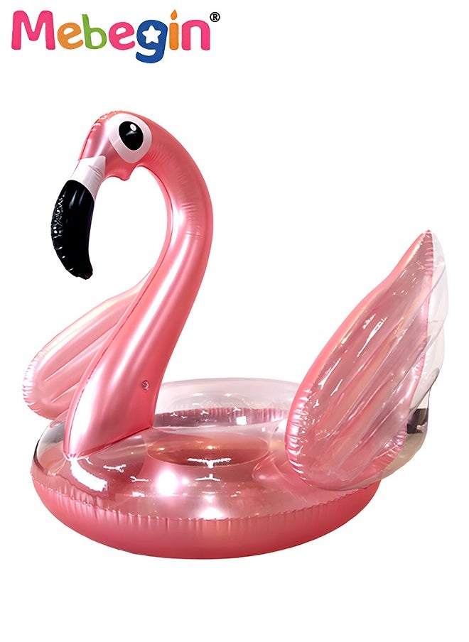 MEBEGIN Flamingo Shape Inflatable Pool Float, Cartoon Swimming Ring for Kids and Adults, Swimming Pool Flotage Lounge Toy, Made of High-quality PVC Material, Easy to Carry and Store, Great Playmate in Summer, 118x146x125cm  - Image 3