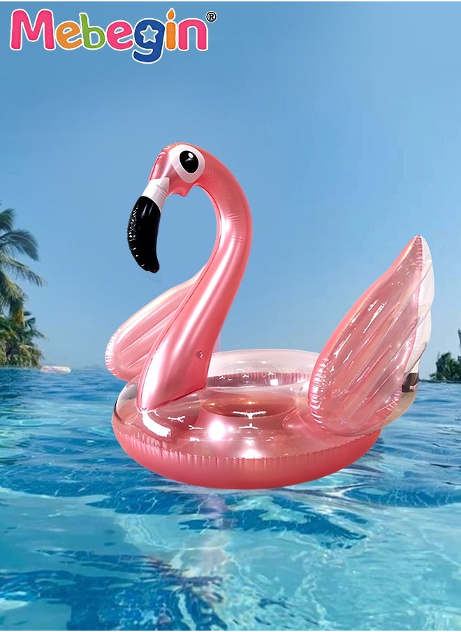 MEBEGIN Flamingo Shape Inflatable Pool Float, Cartoon Swimming Ring for Kids and Adults, Swimming Pool Flotage Lounge Toy, Made of High-quality PVC Material, Easy to Carry and Store, Great Playmate in Summer, 118x146x125cm  - Image 4