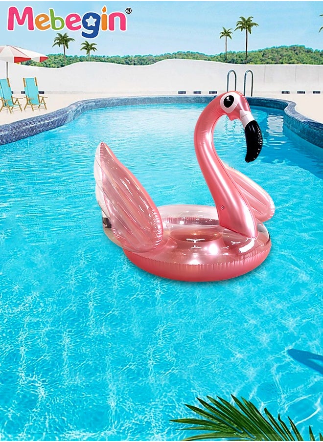 MEBEGIN Flamingo Shape Inflatable Pool Float, Cartoon Swimming Ring for Kids and Adults, Swimming Pool Flotage Lounge Toy, Made of High-quality PVC Material, Easy to Carry and Store, Great Playmate in Summer, 118x146x125cm  - Image 5