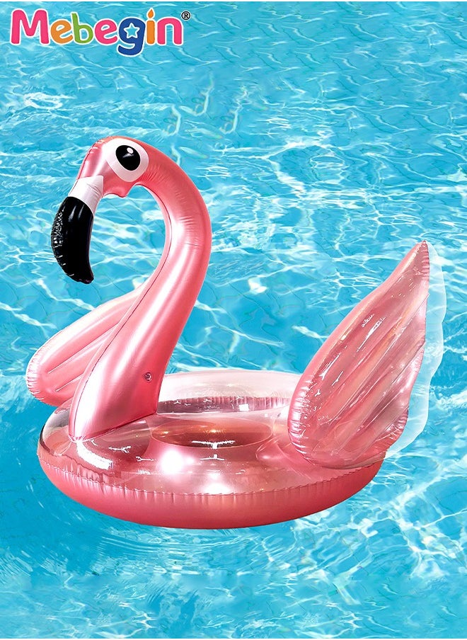 MEBEGIN Flamingo Shape Inflatable Pool Float, Cartoon Swimming Ring for Kids and Adults, Swimming Pool Flotage Lounge Toy, Made of High-quality PVC Material, Easy to Carry and Store, Great Playmate in Summer, 118x146x125cm  - Image 2