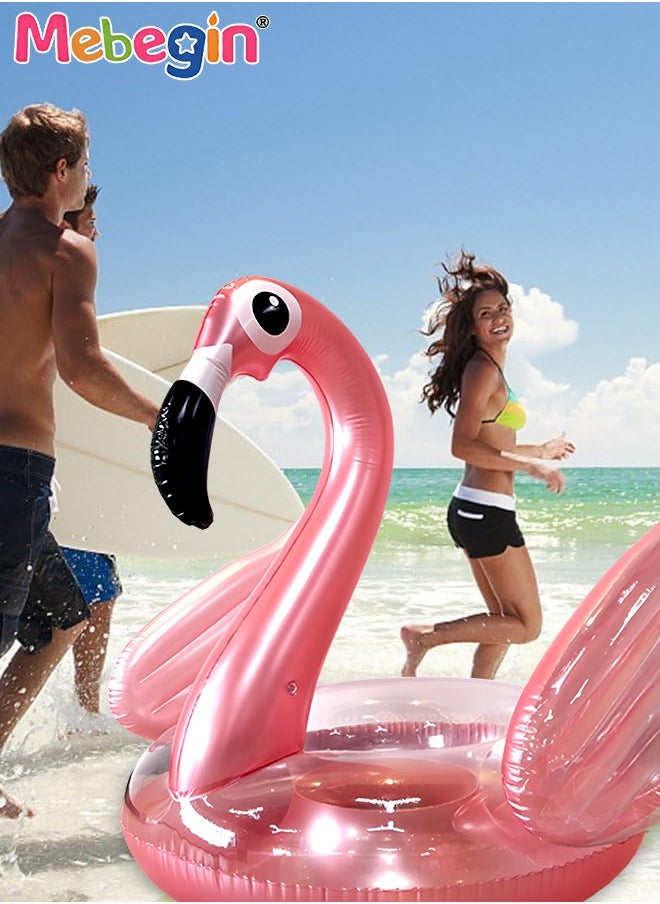 MEBEGIN Flamingo Shape Inflatable Pool Float, Cartoon Swimming Ring for Kids and Adults, Swimming Pool Flotage Lounge Toy, Made of High-quality PVC Material, Easy to Carry and Store, Great Playmate in Summer, 118x146x125cm  - Image 1