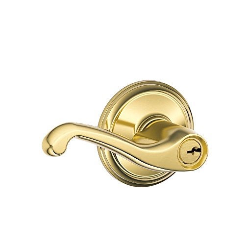 Schlage F51A FLA 505 Flair Lever Keyed Entry Lock, Bright Brass - Image 1