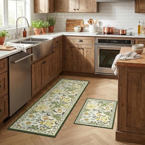 Arviz Kitchen Mat for Floor Anti Slip, Washable Floral Design Carpet for Kitchen, Soft Rubber Cushioned Floor Mat for Long Standing, Anti-Skid Standing Rug for Kitchen Sink Bathroom & Balcony - Image 5