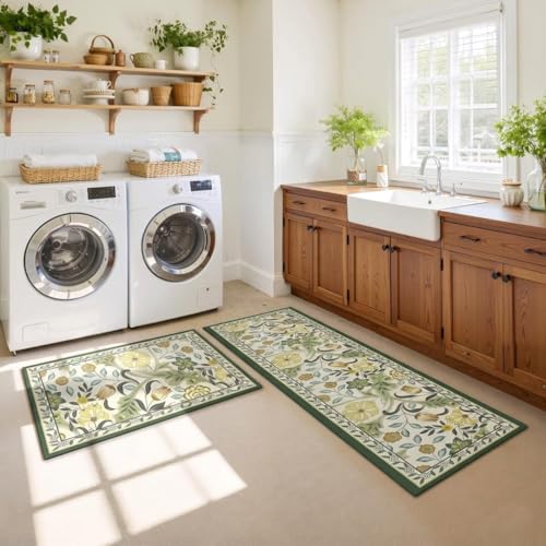 Arviz Kitchen Mat for Floor Anti Slip, Washable Floral Design Carpet for Kitchen, Soft Rubber Cushioned Floor Mat for Long Standing, Anti-Skid Standing Rug for Kitchen Sink Bathroom & Balcony - Image 3