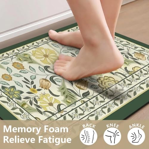 Arviz Kitchen Mat for Floor Anti Slip, Washable Floral Design Carpet for Kitchen, Soft Rubber Cushioned Floor Mat for Long Standing, Anti-Skid Standing Rug for Kitchen Sink Bathroom & Balcony - Image 4