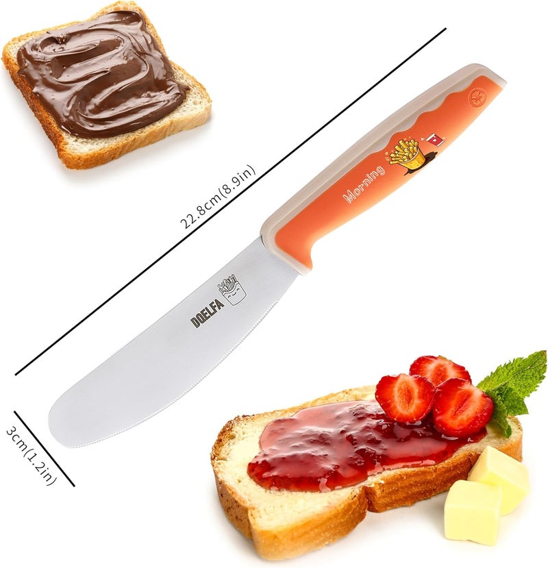 DQELFA 2PCS Butter Spreader Knives, Round Tip and Wide Blade with Serrated Edge, Stainless Steel Cheese Butter Spreader Knife for Butter, Jam, Cheese (4.7 inches) - Image 2