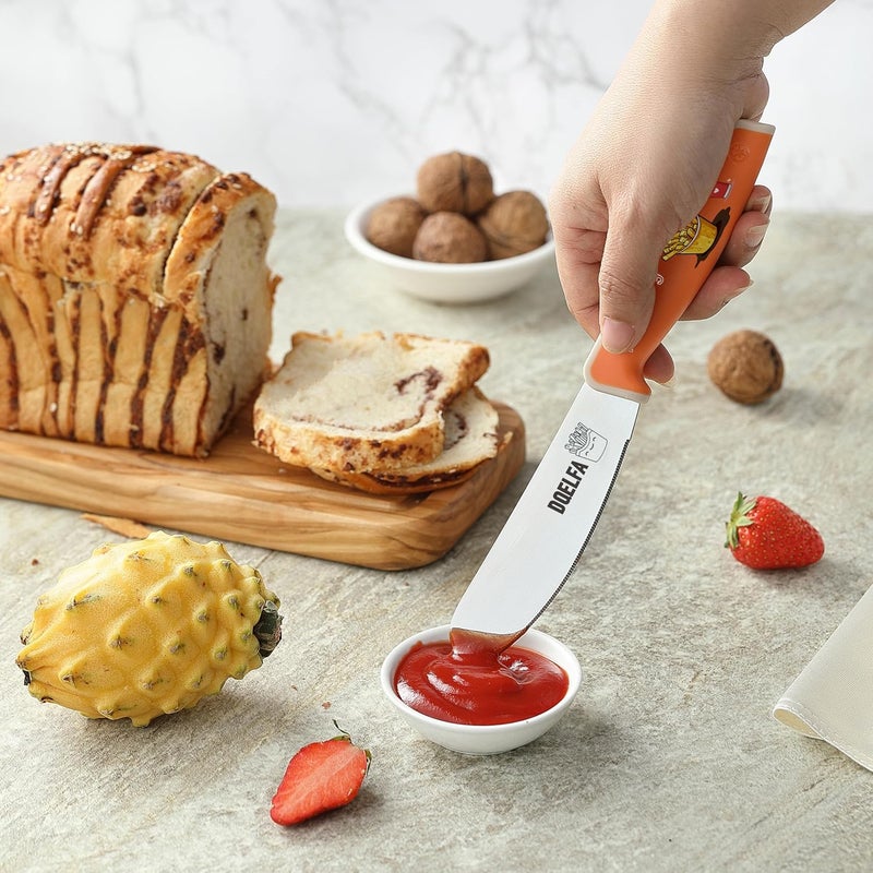 DQELFA 2PCS Butter Spreader Knives, Round Tip and Wide Blade with Serrated Edge, Stainless Steel Cheese Butter Spreader Knife for Butter, Jam, Cheese (4.7 inches) - Image 5