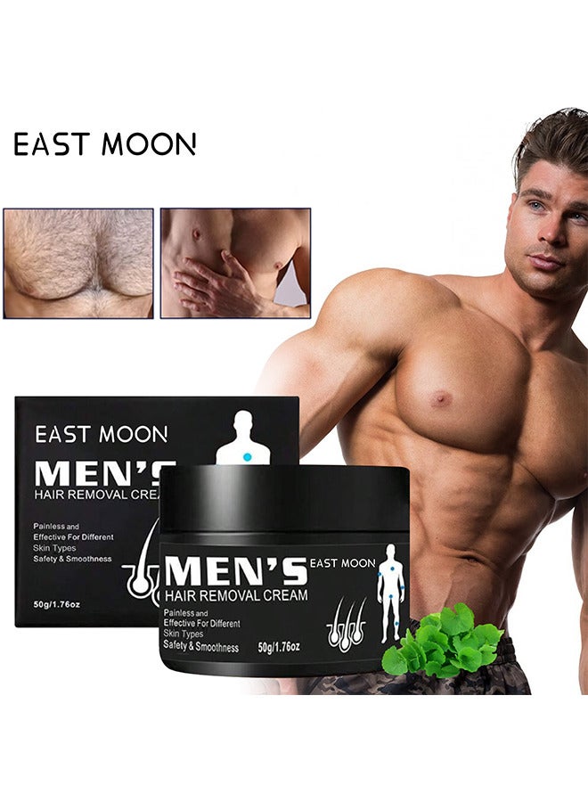 East Moon Hair Removal Cream For Men, Face And Body Beard Hair Removal Cream, Effective And Painless Depilatory Cream, Use On Chest, Back, Arm, Leg And Underarm, 50G - Image 2