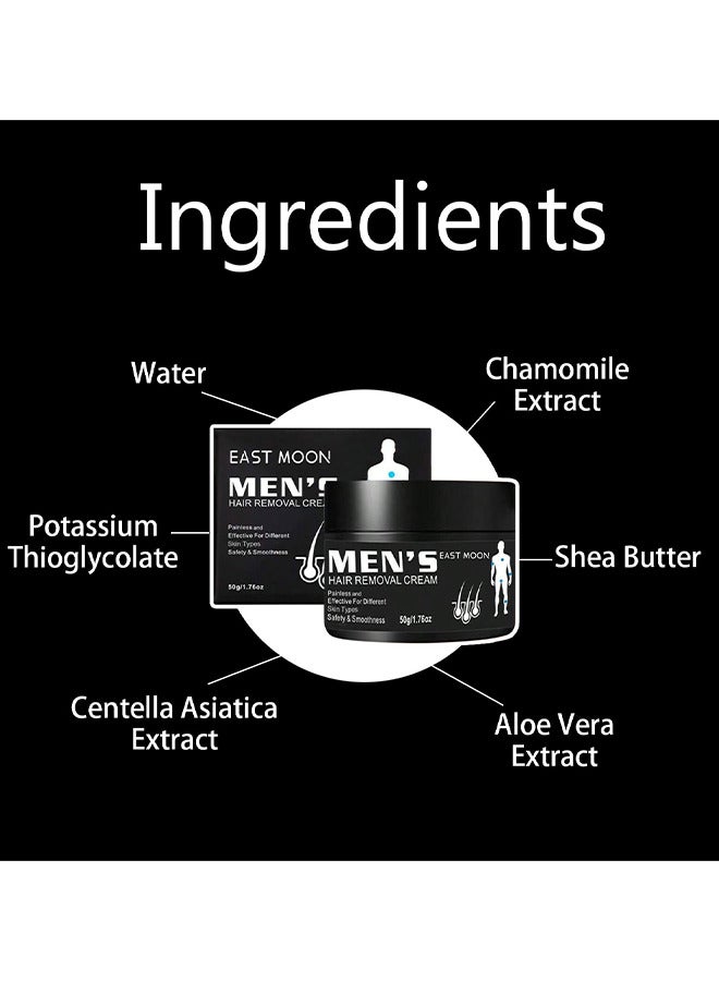 East Moon Hair Removal Cream For Men, Face And Body Beard Hair Removal Cream, Effective And Painless Depilatory Cream, Use On Chest, Back, Arm, Leg And Underarm, 50G - Image 3
