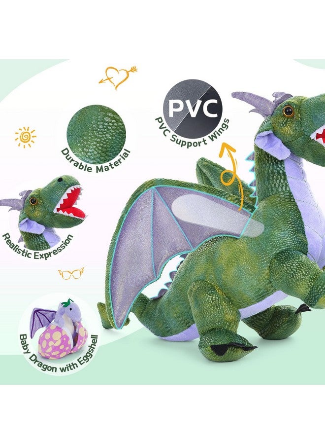ماوجولان التنين القطيفة الحيوان المحشو الأسرة العملاقة أمي التنين ألعاب من نسيج مخملي مع الأطفال Insidelarge الأخضر محشوة التنين السائبة للطفل طفل هدية عيد ميلاد - Image 3