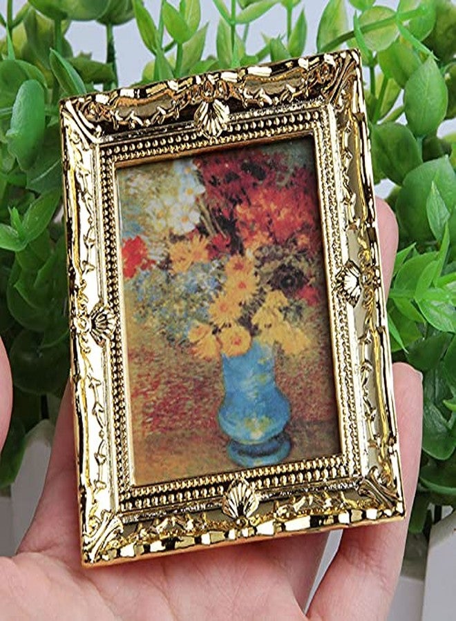 Acxico 3Pcs 1:12 Mini Miniature Gold Frame Art Wall Picture Oil Painting Home Decor - Image 3