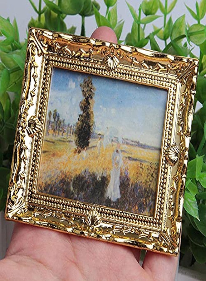 Acxico 3Pcs 1:12 Mini Miniature Gold Frame Art Wall Picture Oil Painting Home Decor - Image 5