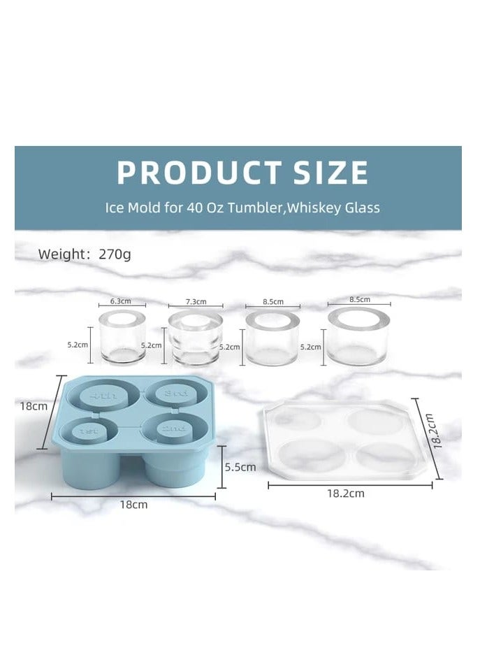 Liying Ice Cube Tray For Stanley Cup 30-40 Oz,Silicone Stanley Ice Mold For Stanley Cup,Cylinder-Shaped Stanley Cup Ice Mold With Lid For Drinks, Coffee (Multicolour) #2  - Image 2