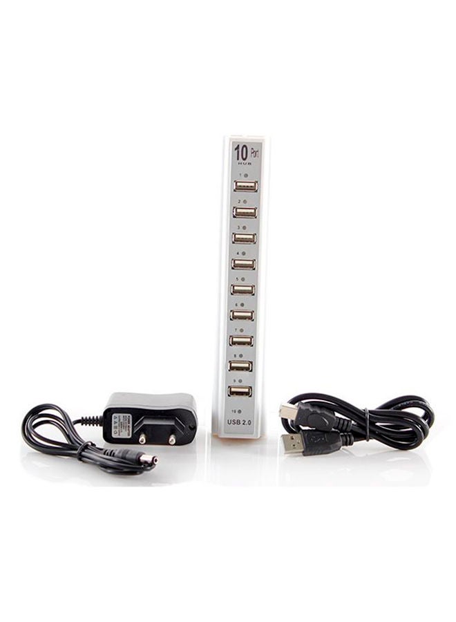 NIBEMINENT 10-Port USB 2.0 Hub White