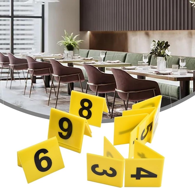 Yellow Acrylic Stainless Steel Tent Style Restaurant Table Number Signs For Dining Areas - Image 4