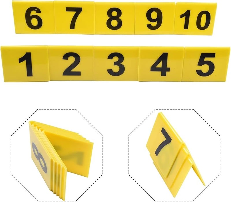 Yellow Acrylic Stainless Steel Tent Style Restaurant Table Number Signs For Dining Areas - Image 3