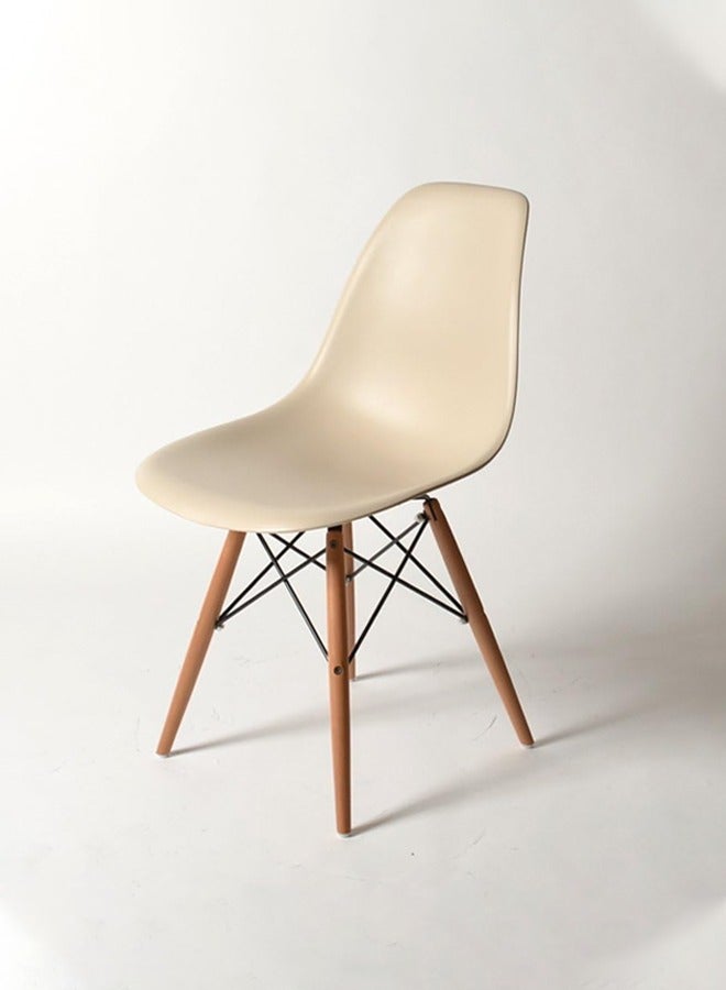 Taimi Pack of 4 Office Dining Kitchen and Living Room Plastic Chair with Wooden Legs khaki 70x40x40cm  - Image 4