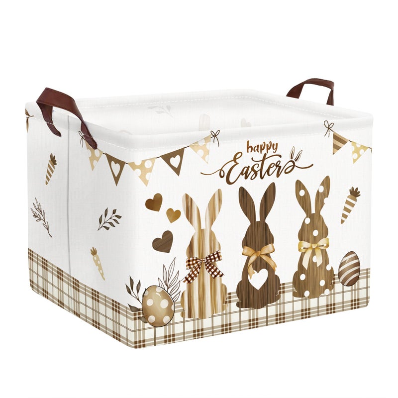 Clastyle Easter Rabbit Cross Kid Storage Basket Baby Laundry Hamper Boy Girl Gift Toy Box Collapsible Egg Clothes Organizer Nursery Bin for Bedroom Brown 40 30 30 cm - Image 2