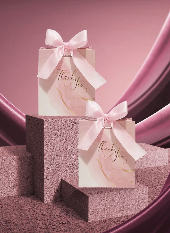 DECHISY 30Pack Small Thank You Gift Bags, Marble Pattern Party Favor Bags with Pink Bow Ribbon, 4.5x1.8x3 Inches, Paper Bags for Birthday, Wedding, Bridesmaid, Holiday, Valentine's Day - Image 2