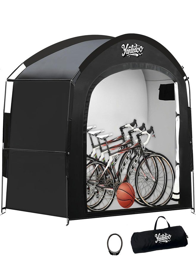 Yanledoo XXL Bike Storage Tent, Waterproof Portable Bicycle Shelter with 30% More Top Storage Space for 3-5 Bikes, Easy Setup Outdoor Bicycle Tent, Clips for Camping, Sports Equipment, Outdoor Storage, Black - Image 1