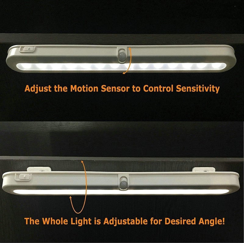 BLS T01LB LED Closet Light - Super Bright 20 LED Under Cabinet Lighting Battery Powered/DC Input Wireless Motion Sensing Light, Motion & Light Sensor, Light Beam Adjustable, Black(2 Pack) - Image 5
