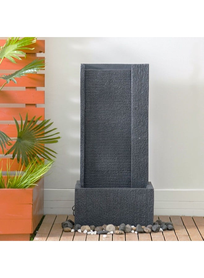 DANUBE HOME Lunar Fountain Made of Polyresin Natural Flowing Water Meditation Modern Design Zen Water Falls Decor For Home Office | Decorative Outdoor Fountain Floor Standing Design Outdoor Decor For Garden Patio Backyard  - Image 4