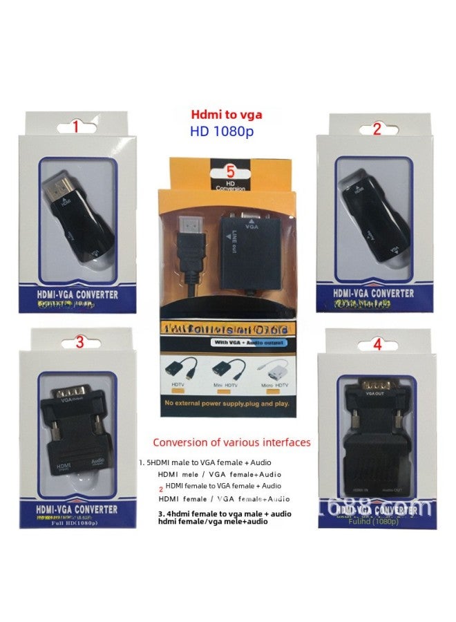 محول Hdmi أنثى إلى Vga محول كابل عالي الوضوح لأجهزة الكمبيوتر وصناديق الاستقبال وشاشات التلفاز - اللون: حقيبة لؤلؤية بيضاء - Image 5