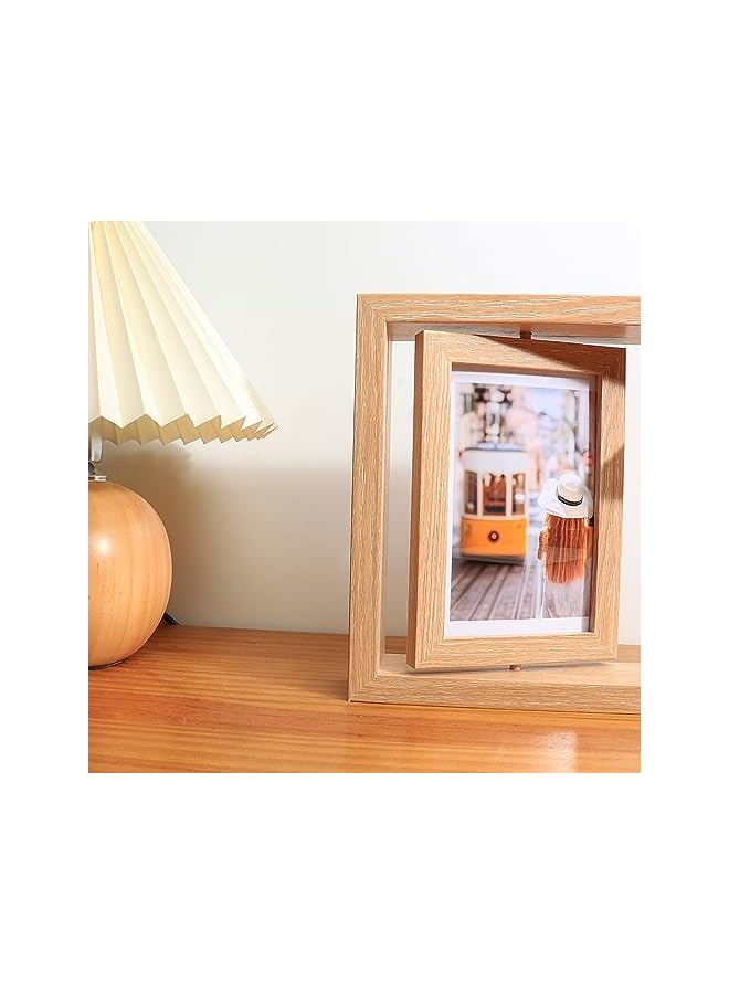 The Bros Rotating Double-Sided Wooden Photo Frame, Handmade Wooden Photo Frame, Inner Frame Can Accommodate 6-Inch Photos, Photo Frame Desktop Decoration - Image 5