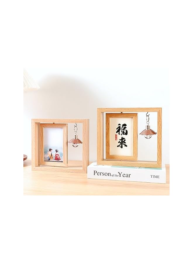The Bros Rotating Double-Sided Wooden Photo Frame, Handmade Wooden Photo Frame, Inner Frame Can Accommodate 6-Inch Photos, Photo Frame Desktop Decoration - Image 4