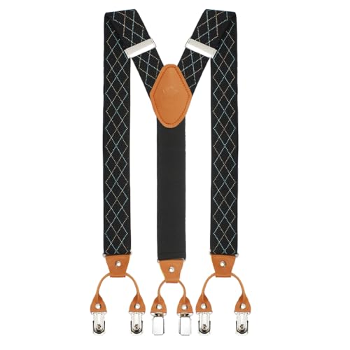 Peluche Regal Grip Black Y Back 6 Clips Suspender (Strap Width- 3.5cm) - Image 1