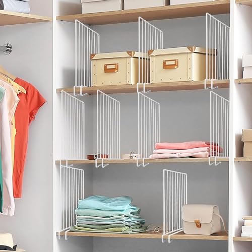 Inditradition Wardrobe Shelf Divider, Shelf Organizer Partition, Closet Shelf Separator | for 10-20 mm Thick Shelf (12.2 x 9.5 Inches, Metal, White) - Pack of 3 - Image 2