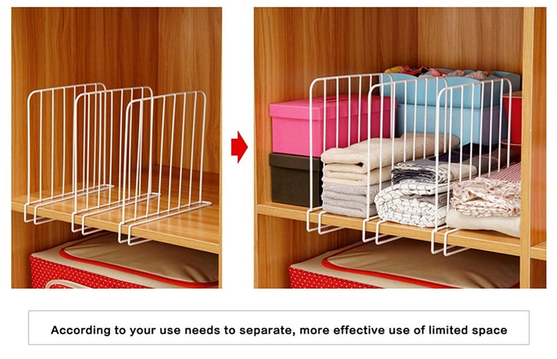 Inditradition Wardrobe Shelf Divider, Shelf Organizer Partition, Closet Shelf Separator | for 10-20 mm Thick Shelf (12.2 x 9.5 Inches, Metal, White) - Pack of 3 - Image 4