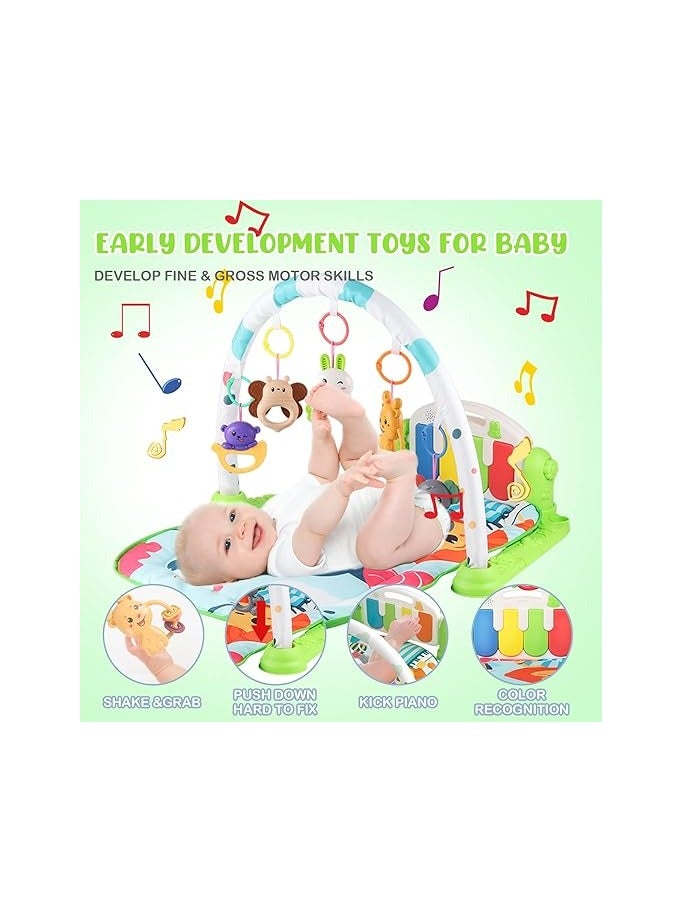 GOLD MANTIS Multifunctional Baby Play Gym Mat with Kick & Play Piano, Hanging Toys & Music | Sensory & Motor Skills Development | Soft & Comfortable Playmat for Newborns & Infants | Ideal Baby Gift - Image 2