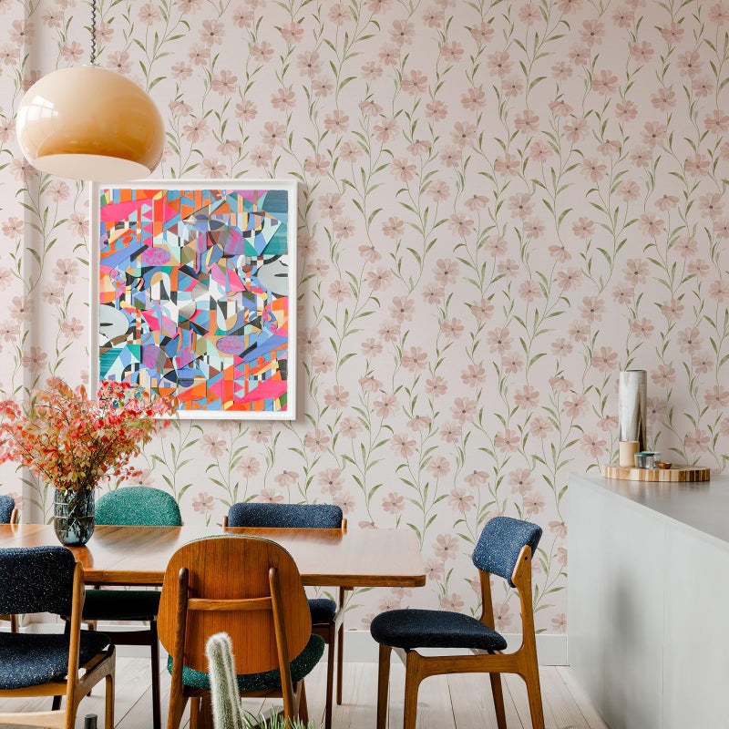JiffDiff Floral Wallpaper Peel and Stick Pink Daisy Wall Paper Summer Flowers Nursey Room Self Adhesive Contact Paper Stick on Wall Decor for Bedroom Cabinets Bathroom(118" X 17.3", Pink Floral) - Image 3