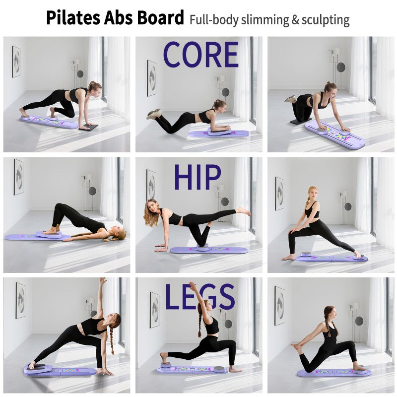 ORWIPO Pilates Board, Foldable Pilates Reformer Set for Home Workout with Timer, 6-in-1 Multifunctional Portable Reformer Pilates Machine at Home Pilates Equipment for Fitness, Exercise, Abs, Core Training - Image 2